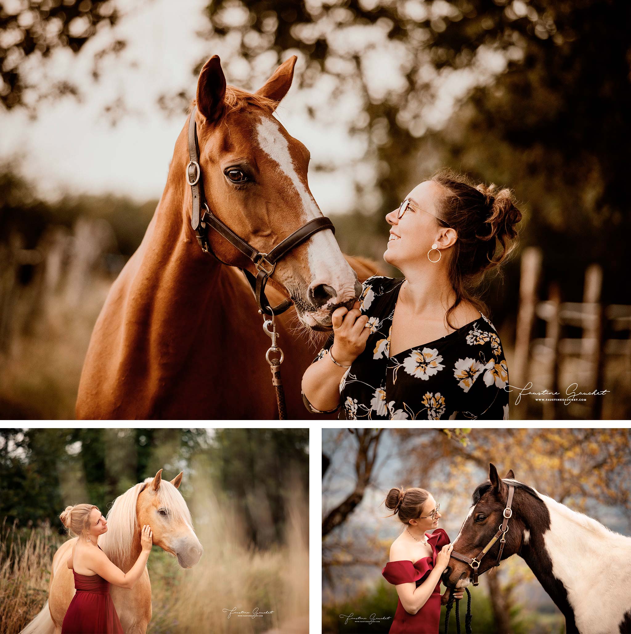 pose pour une séance photo avec son cheval : le regarder dans les yeux